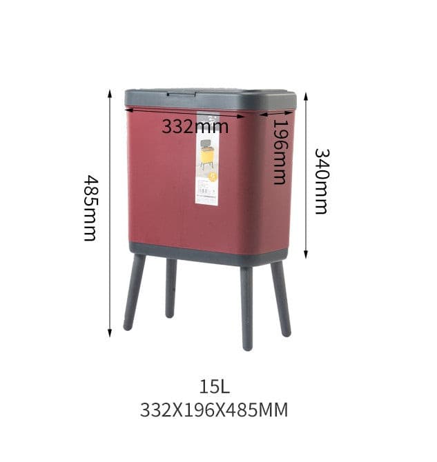 Plastic 15L Narrow Freestanding Food Waste Rubbish Bin.